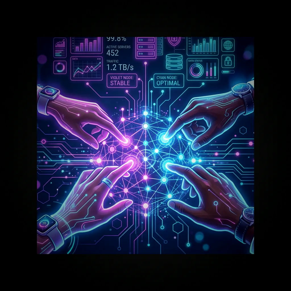 Tech team collaboration graphic representing co-managed IT