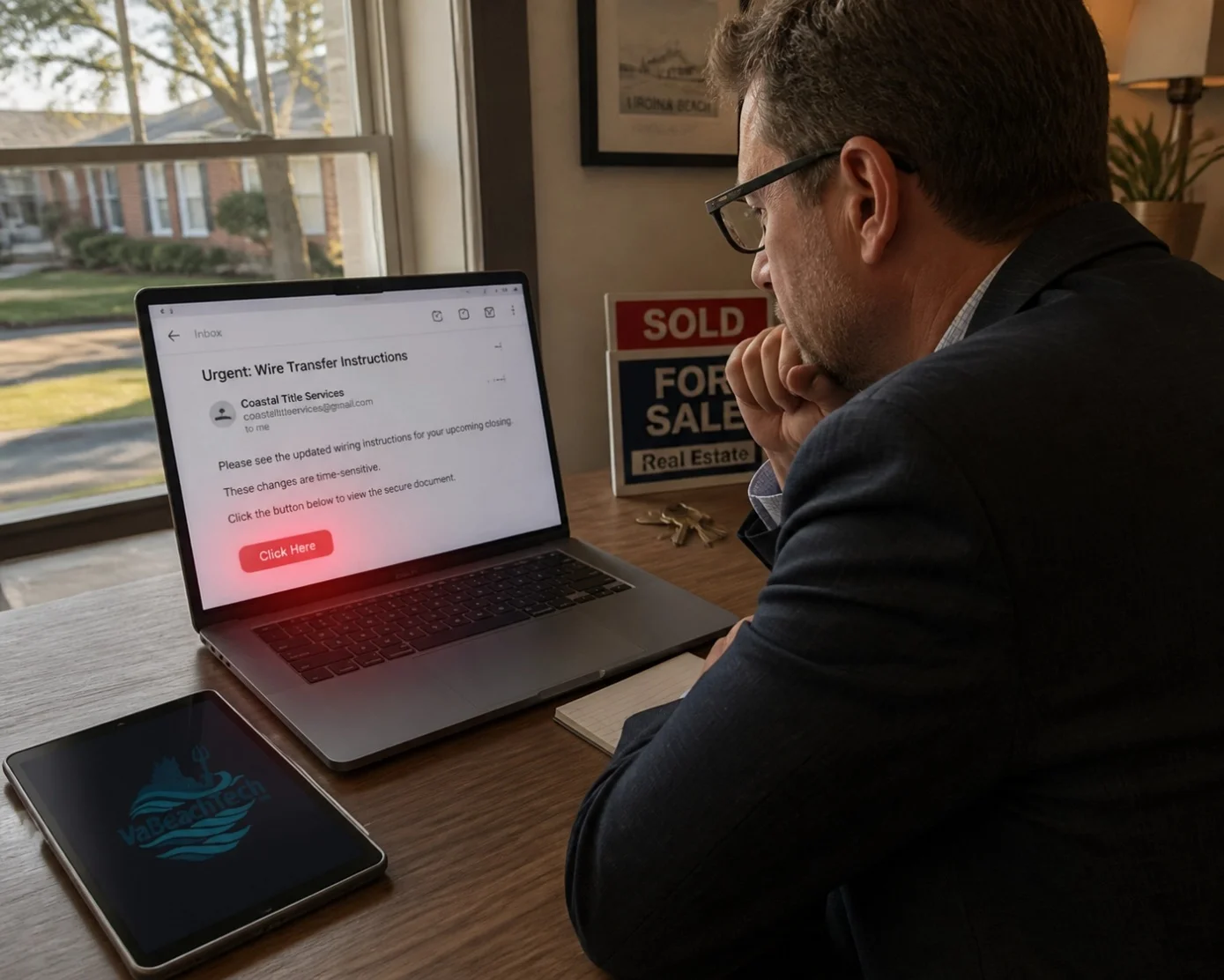 Cyber security lock with digital keys and real estate themes
